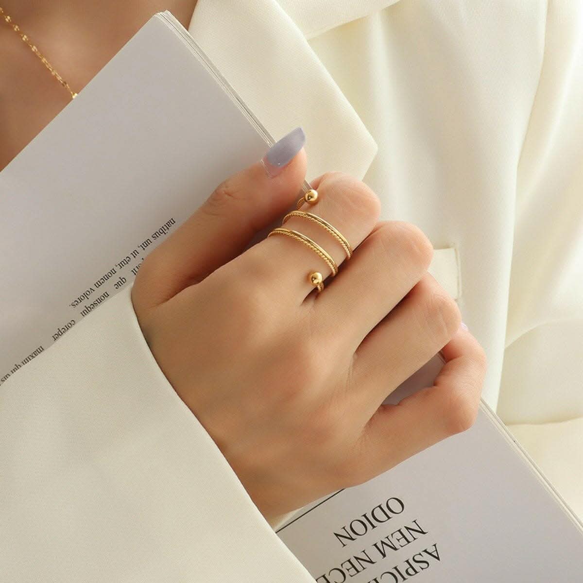 Elegant titanium steel wrap ring 