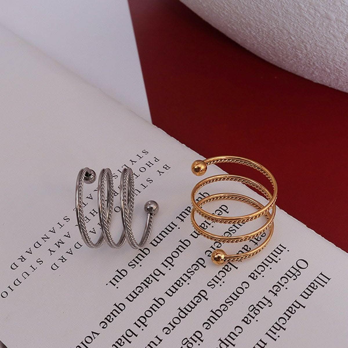 Elegant titanium steel wrap ring 