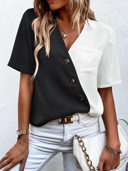 Elegant wrap blouse with buttons - Love Salve 
