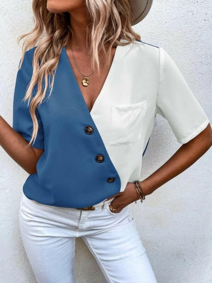 Elegant wrap blouse with buttons - Love Salve 