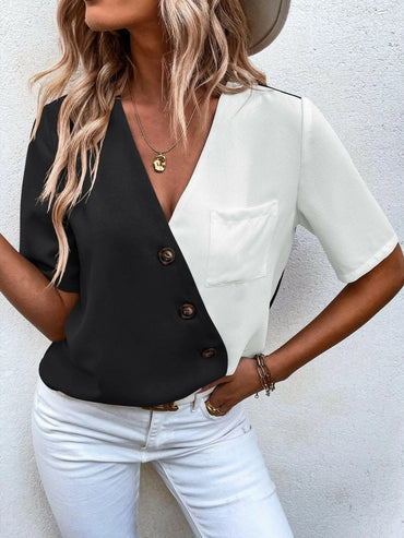 Elegant wrap blouse with buttons - Love Salve 
