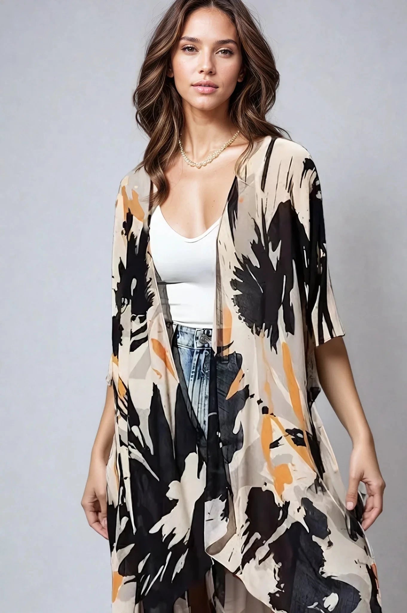 Ember Bloom Floral Kimono In Warm Earth Tones For Style Fitkitty Culture Athleisure Wear, Yoga Wear & Women's Clothing