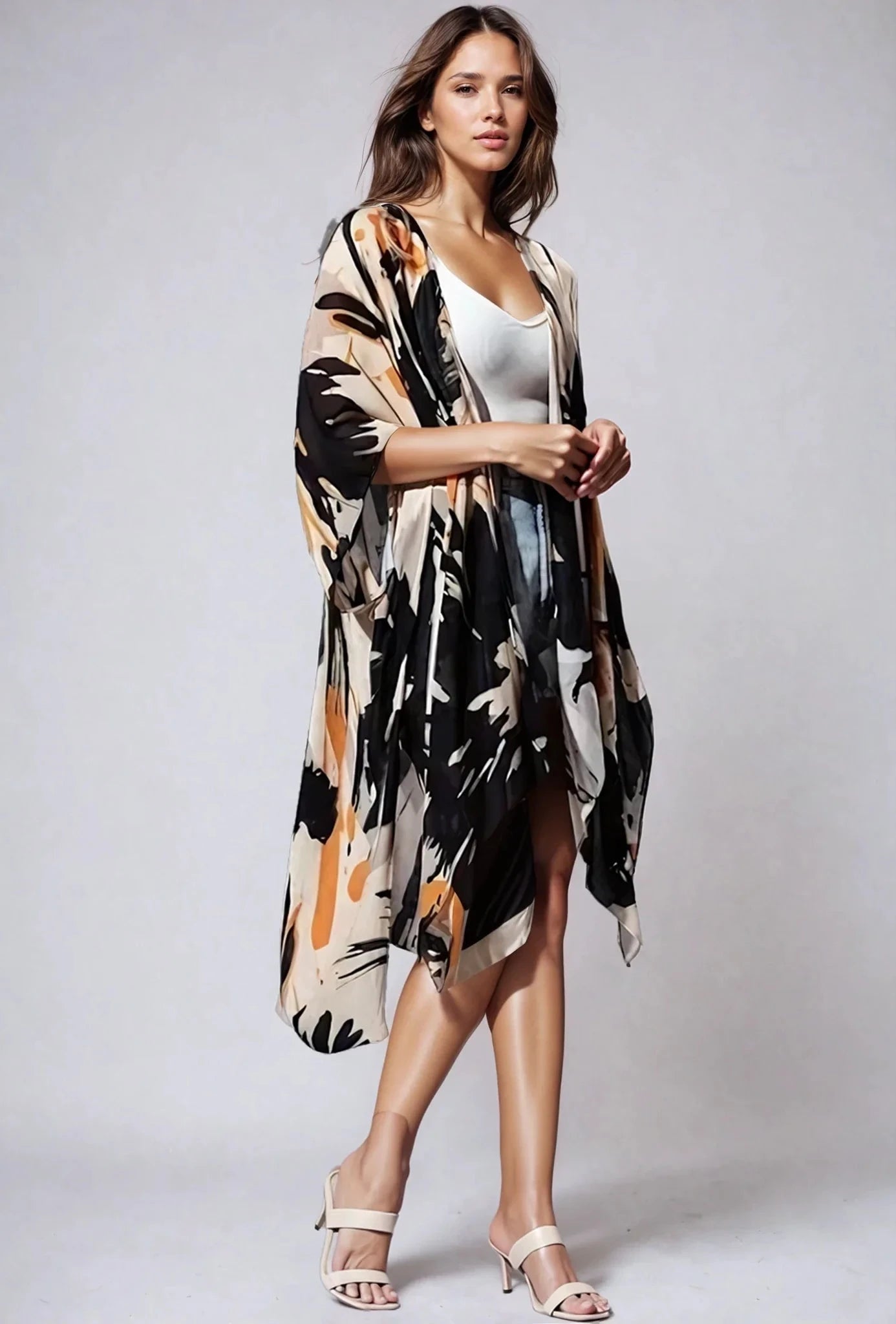 Ember Bloom Floral Kimono In Warm Earth Tones For Style Fitkitty Culture Athleisure Wear, Yoga Wear & Women's Clothing