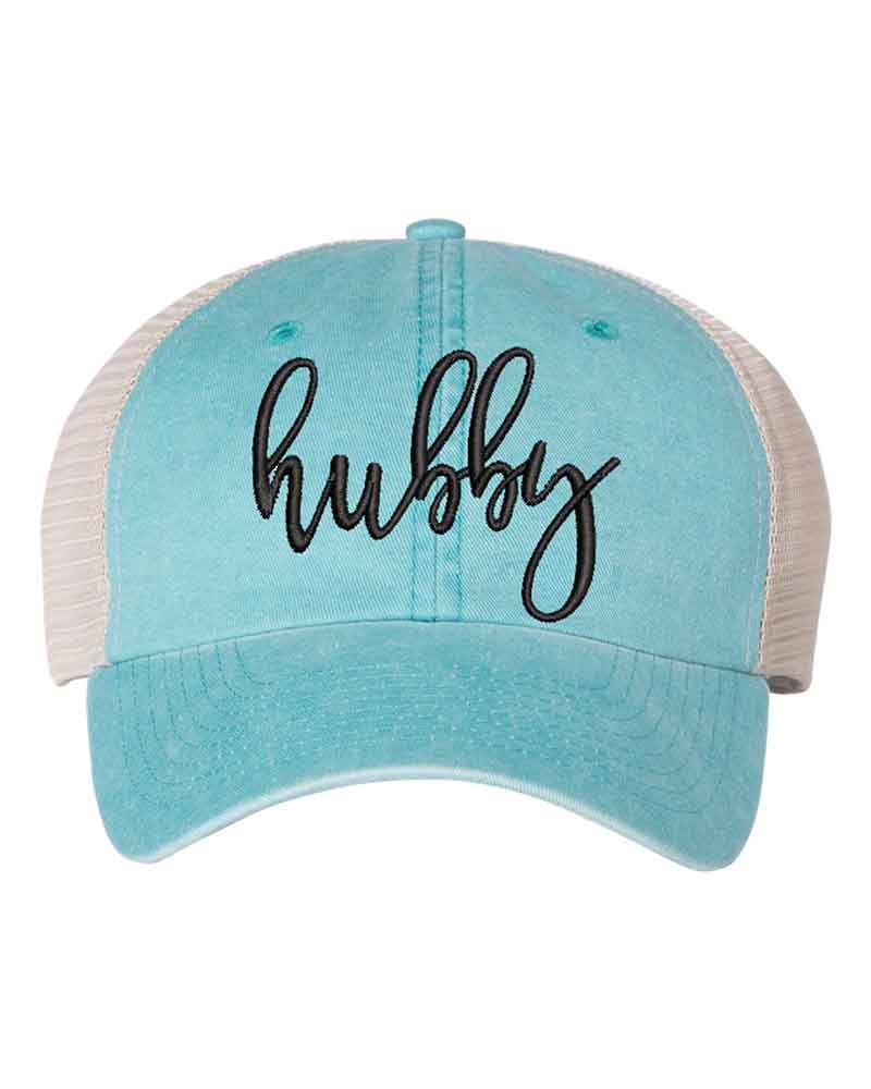 Embroidered Wifey/Hubby Pigment-Dyed Trucker Hat – Anniversary Gift Cap Adorb.co