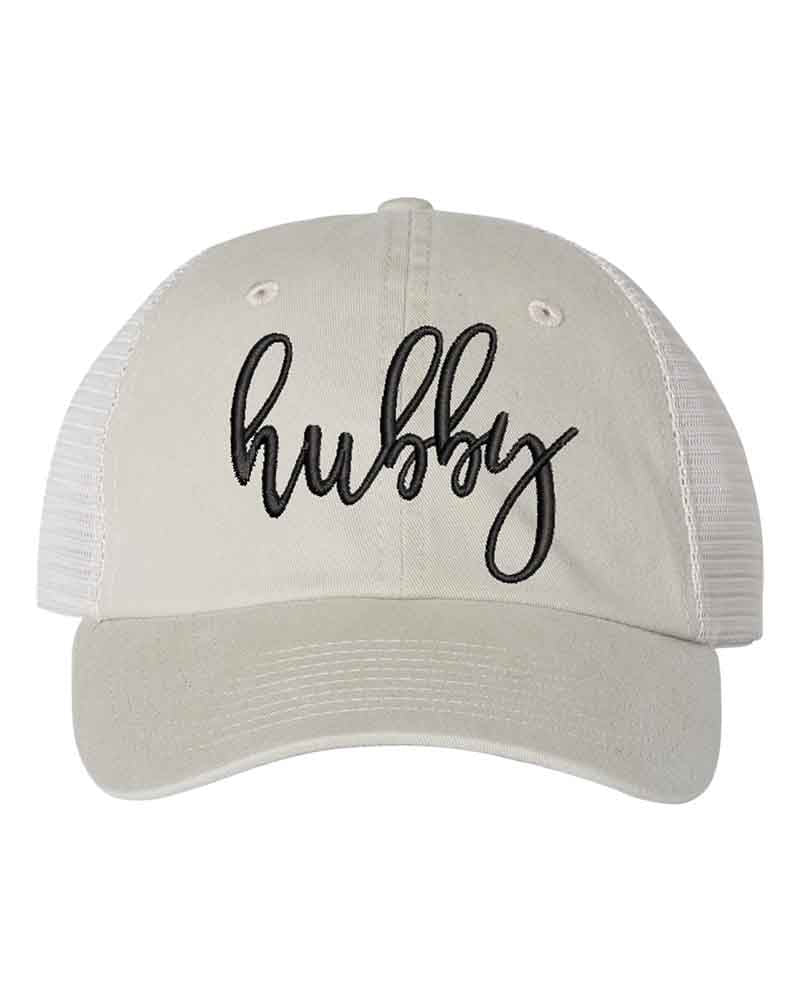 Embroidered Wifey/Hubby Pigment-Dyed Trucker Hat – Anniversary Gift Cap Adorb.co