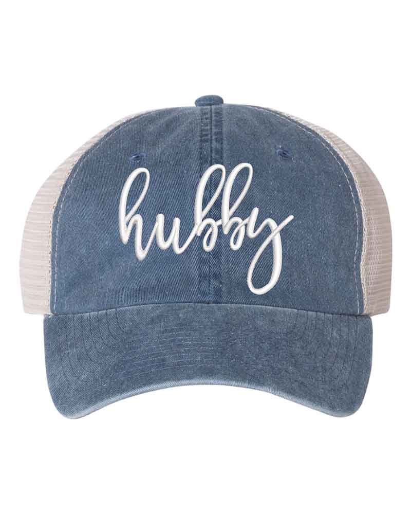 Embroidered Wifey/Hubby Pigment-Dyed Trucker Hat – Anniversary Gift Cap Adorb.co