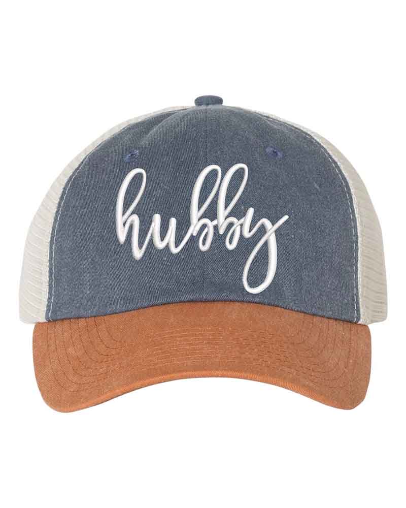 Embroidered Wifey/Hubby Pigment-Dyed Trucker Hat – Anniversary Gift Cap Adorb.co