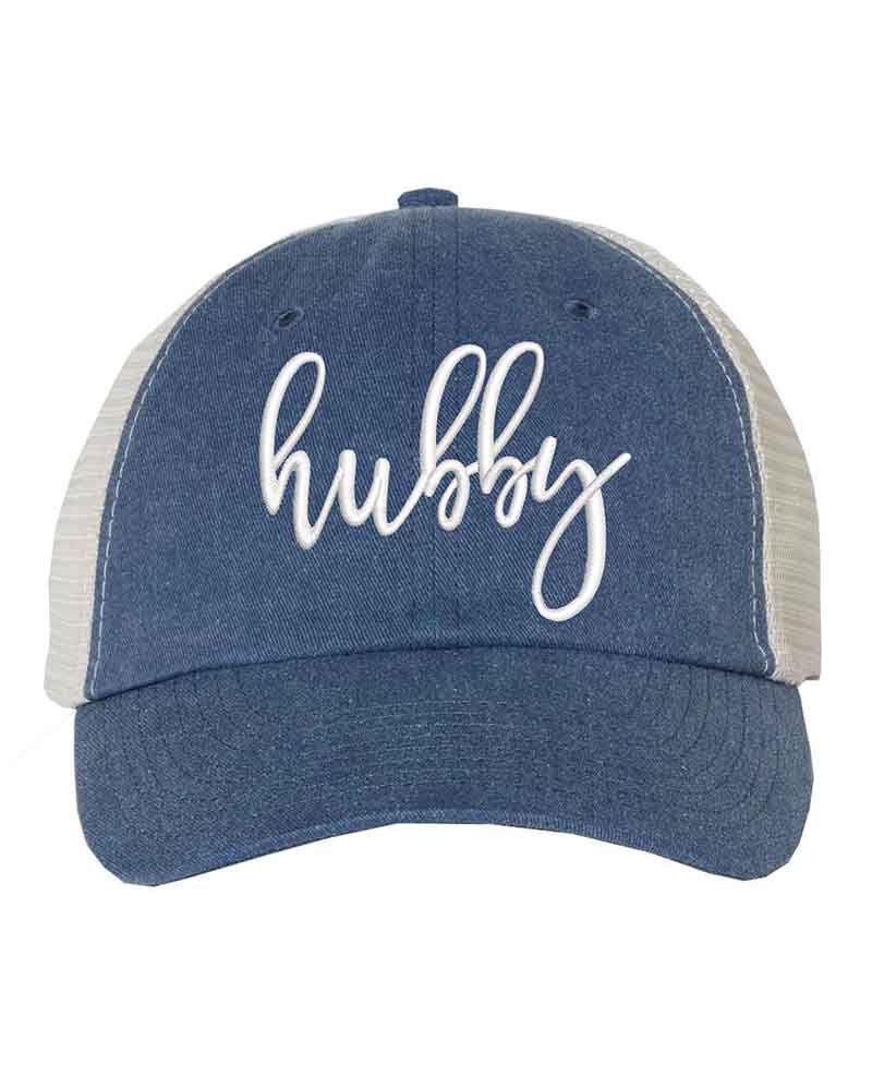 Embroidered Wifey/Hubby Pigment-Dyed Trucker Hat – Anniversary Gift Cap Adorb.co