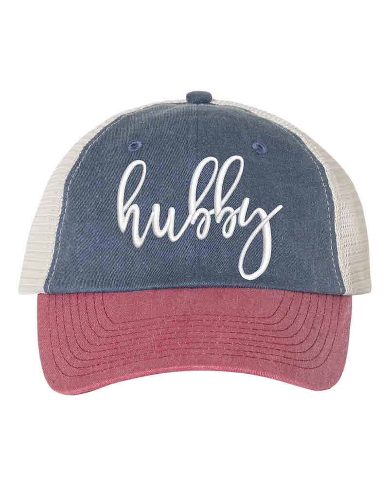Embroidered Wifey/Hubby Pigment-Dyed Trucker Hat – Anniversary Gift Cap Adorb.co
