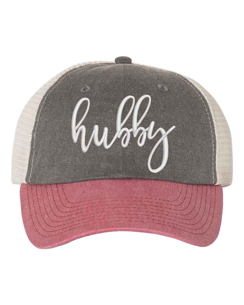 Embroidered Wifey/Hubby Pigment-Dyed Trucker Hat – Anniversary Gift Cap Adorb.co