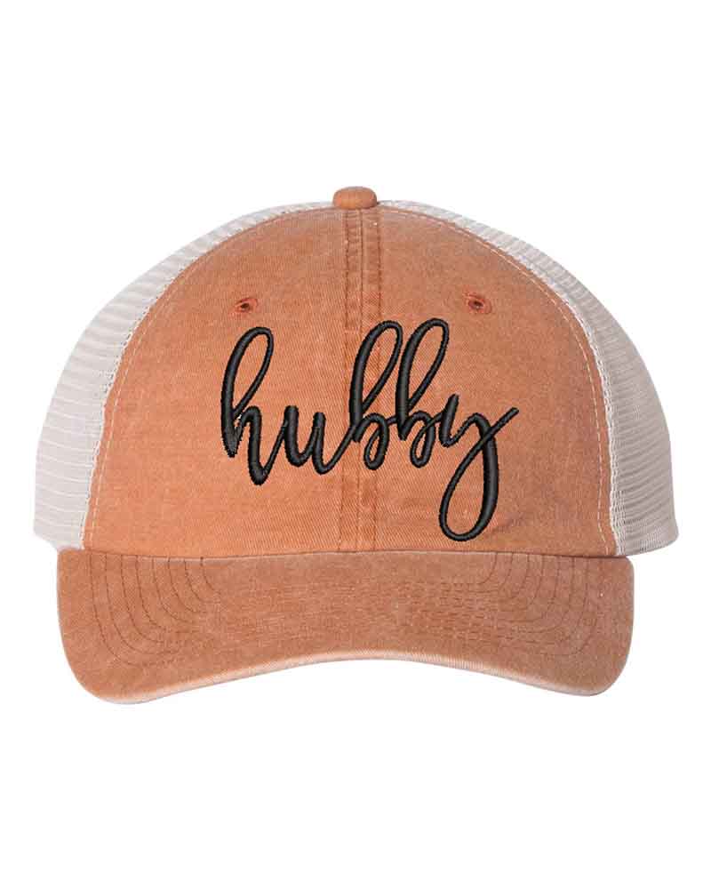 Embroidered Wifey/Hubby Pigment-Dyed Trucker Hat – Anniversary Gift Cap Adorb.co