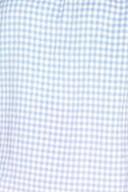 Embroidered plaid cotton blouse 