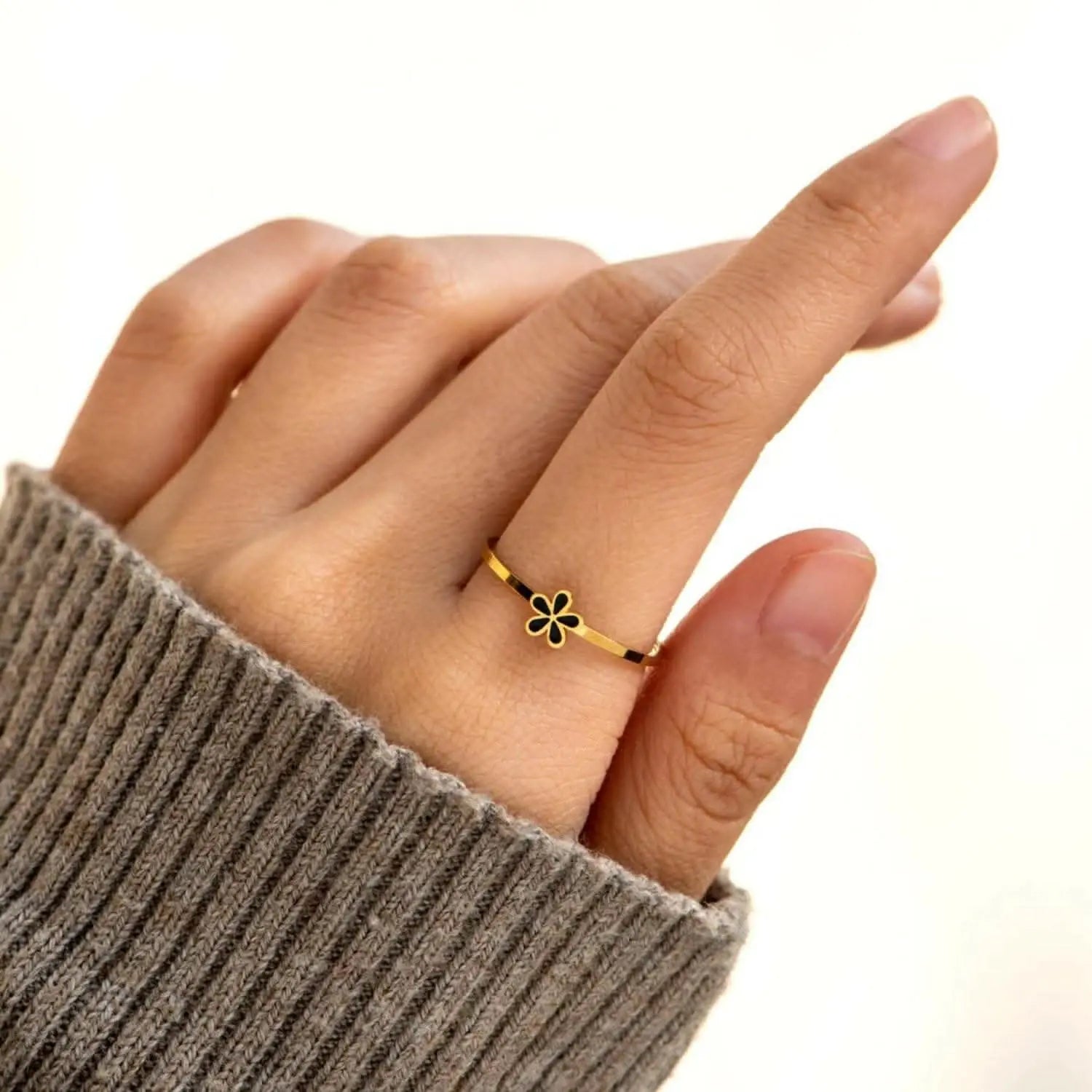 Enamel Blossom Silver Ring - Love Salve 
