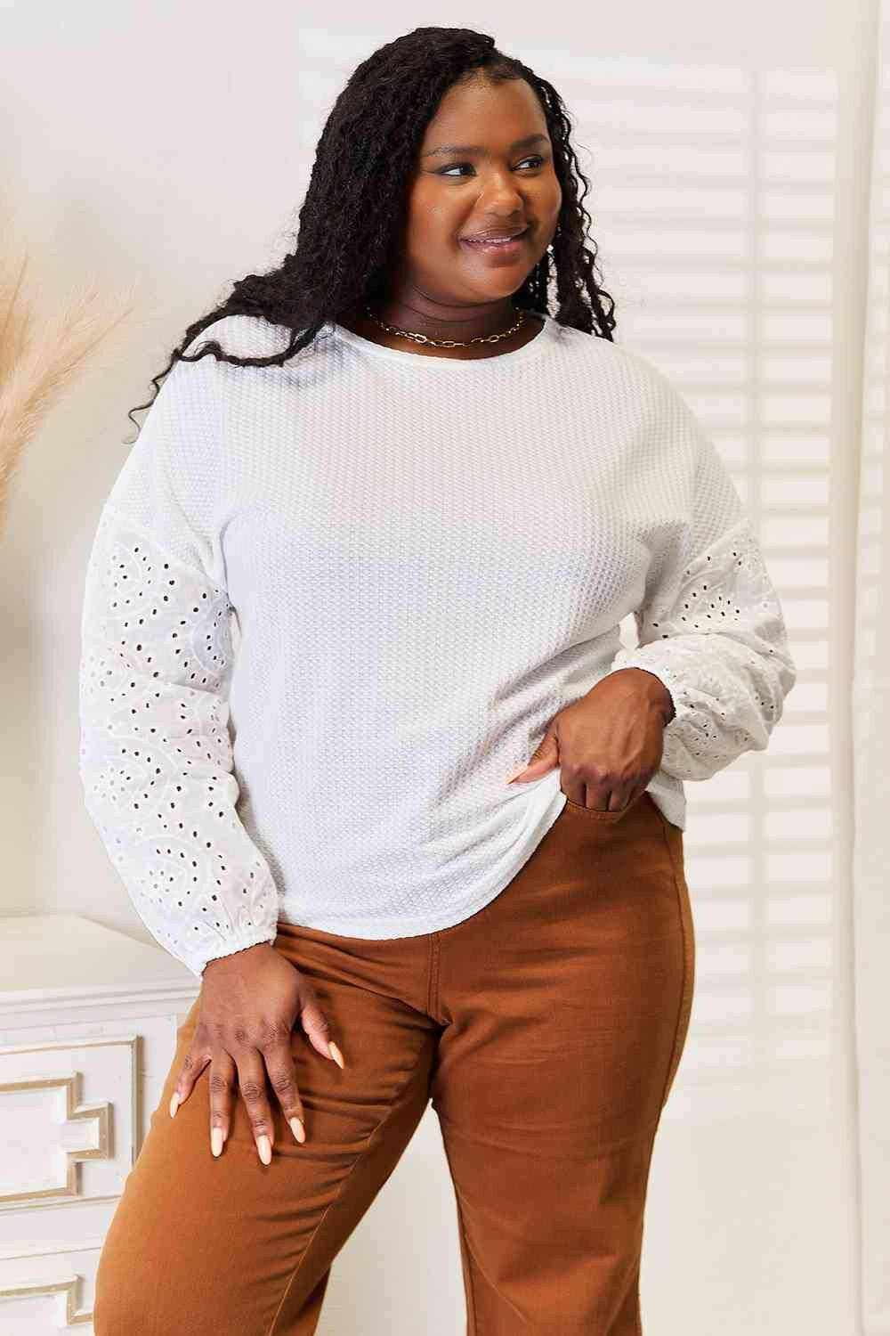 Eyelet drop shoulder blouse 