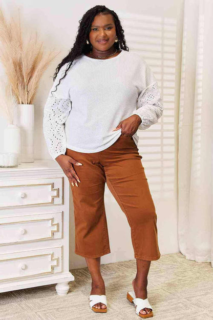 Eyelet drop shoulder blouse 
