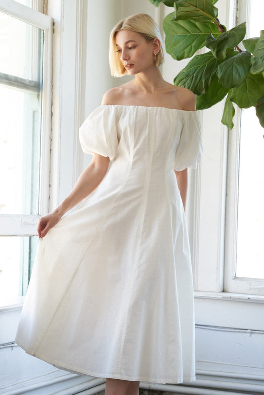 PROTECTING MY PEACE WOVEN MIDI DRESS Flying Tomato