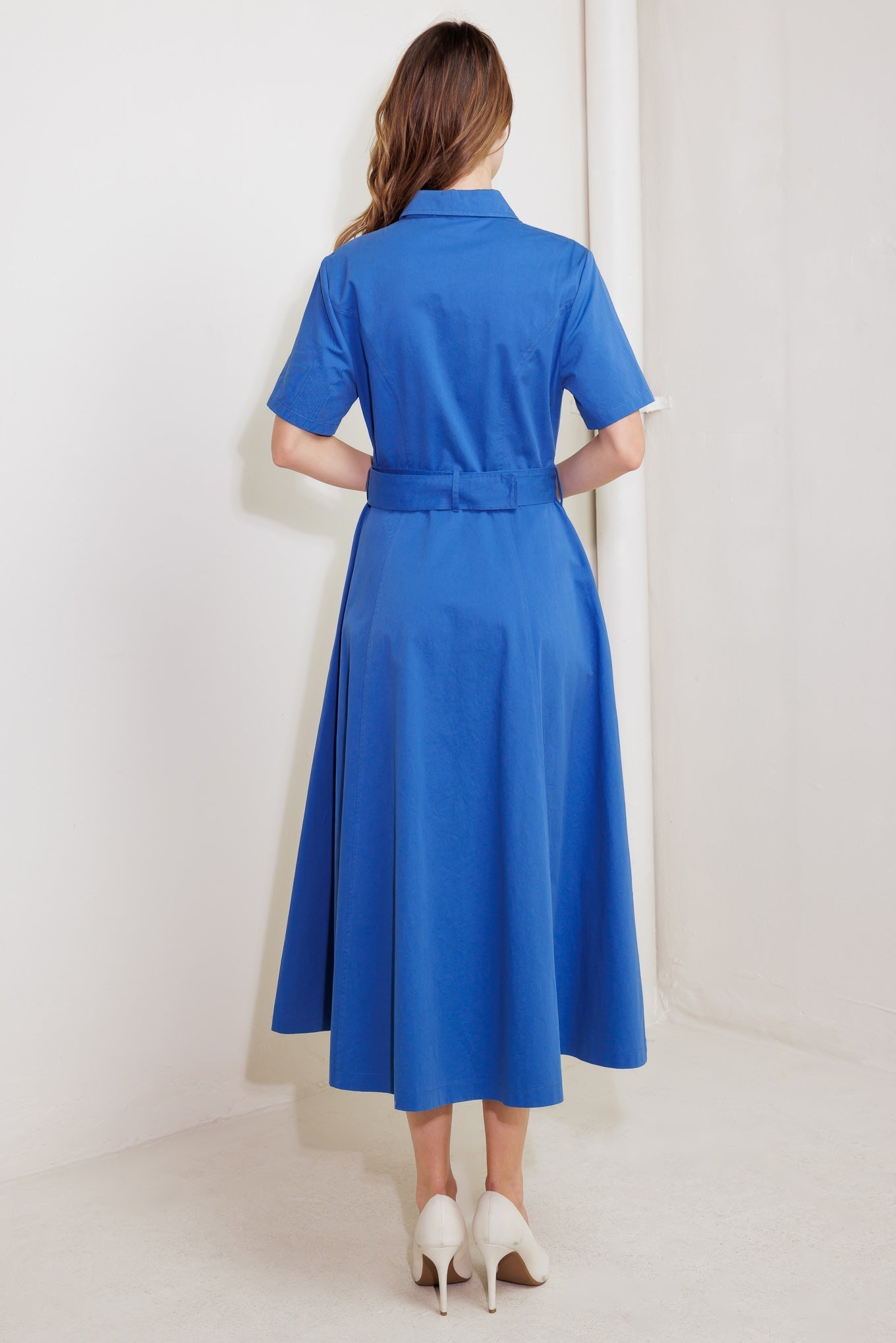 LUXE LIVING BLUE WOVEN MIDI DRESS Flying Tomato