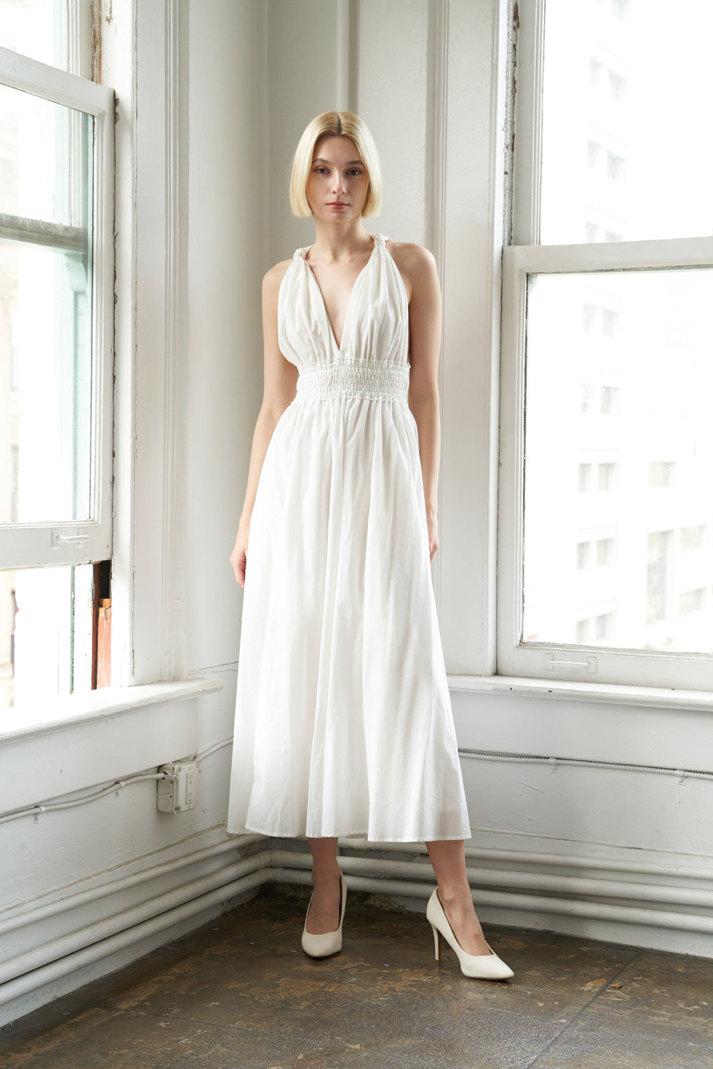 BIG CITY DREAMS WOVEN MIDI DRESS Flying Tomato