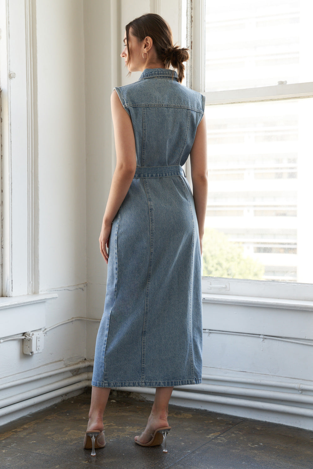 JUST FOLLOW ME DENIM MIDI DRESS