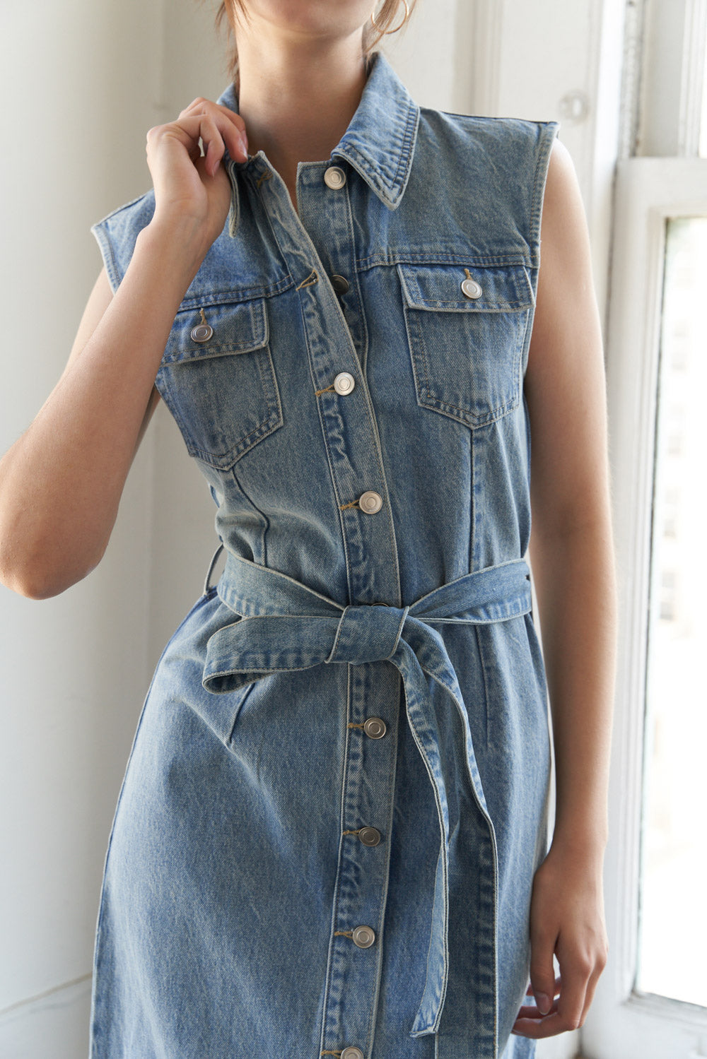 JUST FOLLOW ME DENIM MIDI DRESS Flying Tomato