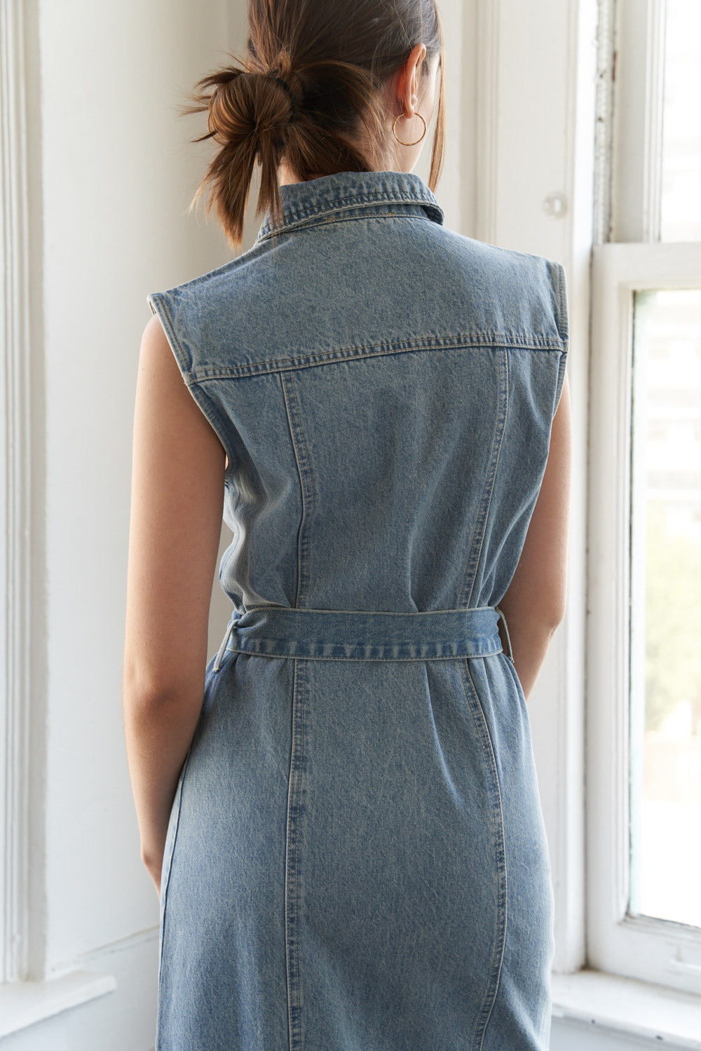 JUST FOLLOW ME DENIM MIDI DRESS