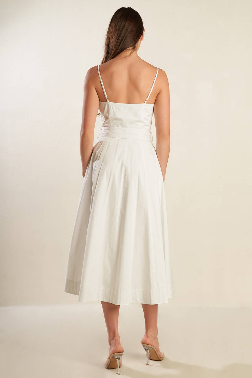 A DAY IN THE MEADOW WHITE WOVEN MIDI DRESS Flying Tomato