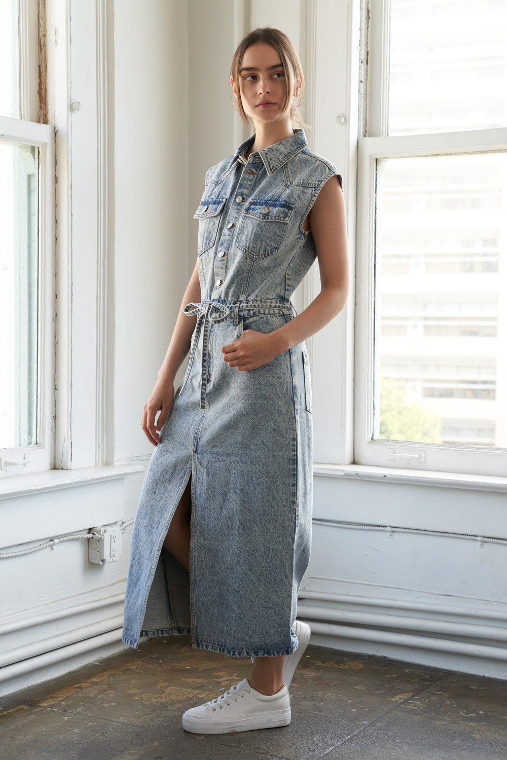 WILDFLOWER WHIMSY DENIM MIDI DRESS Flying Tomato