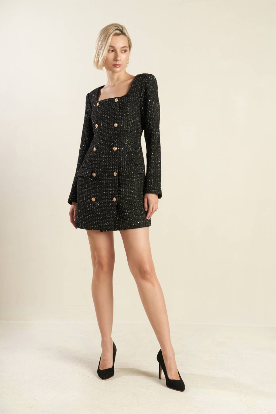 HEART UNBOUND TWEED MINI DRESS Flying Tomato