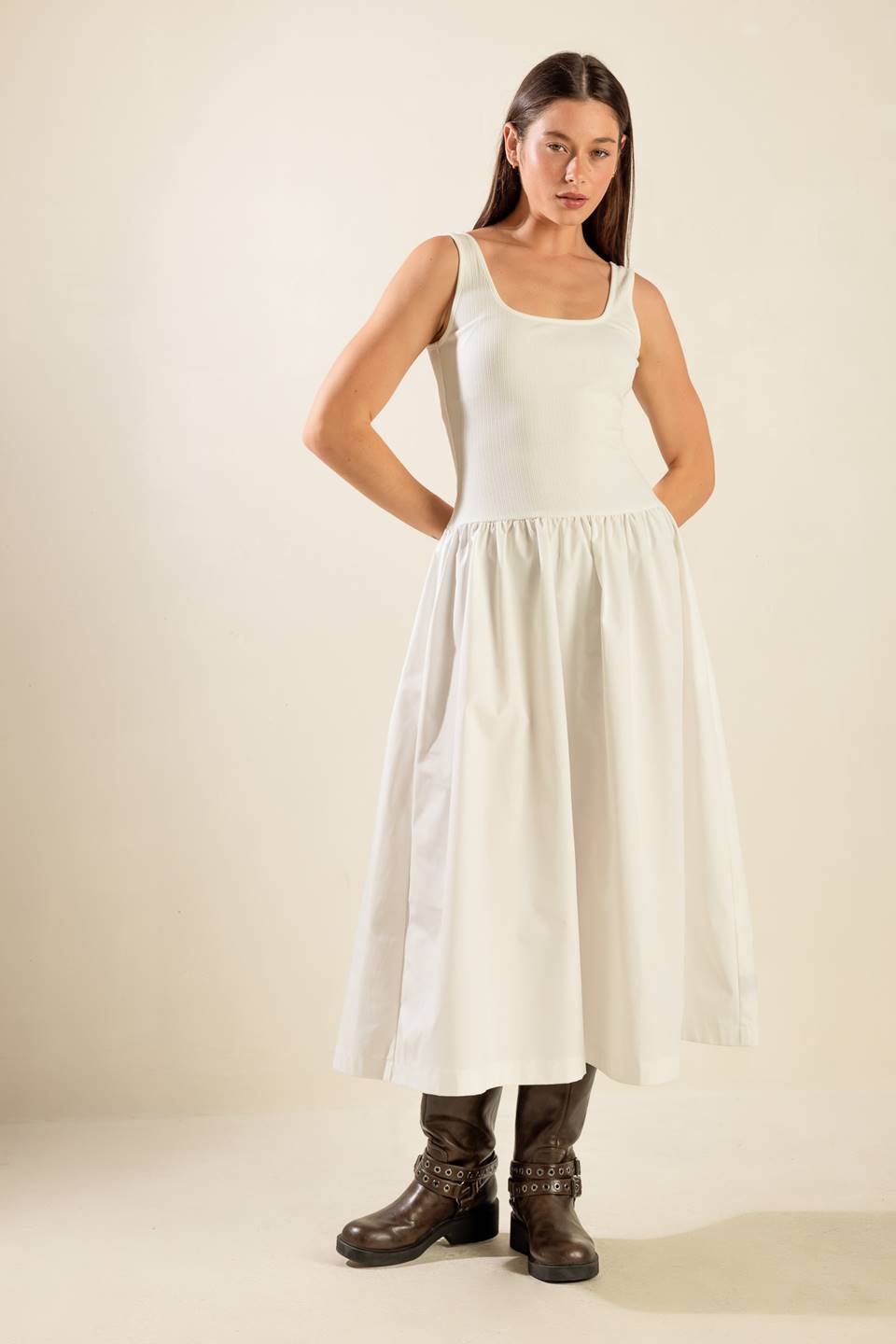 LIGHT UP THE SKY WOVEN MIDI DRESS Flying Tomato