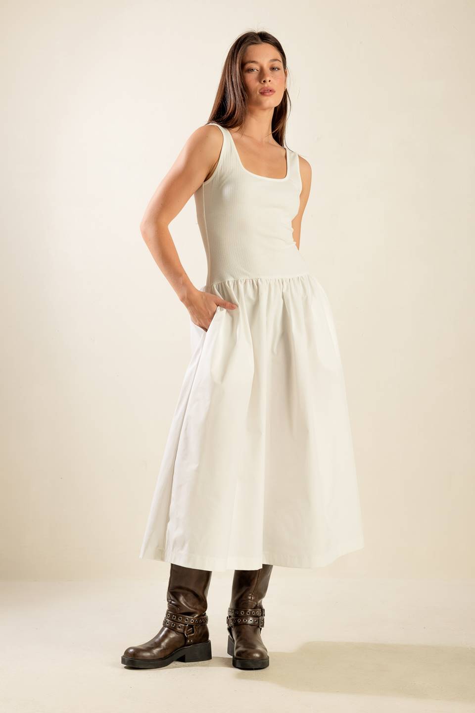 LIGHT UP THE SKY WOVEN MIDI DRESS Flying Tomato