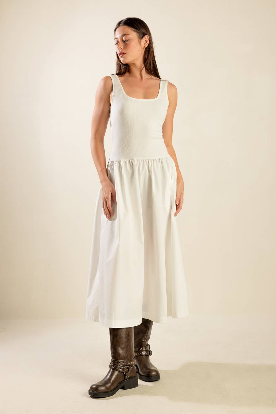 LIGHT UP THE SKY WOVEN MIDI DRESS Flying Tomato