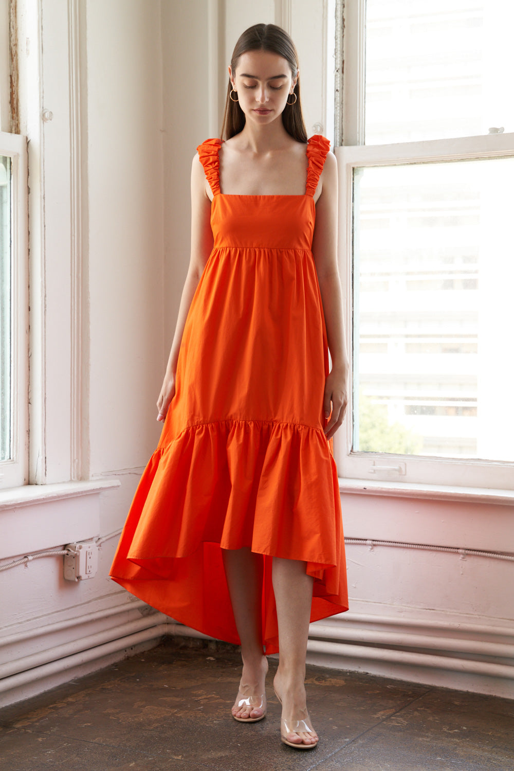 SUNBEAM SPLENDOR WOVEN MIDI DRESS Flying Tomato