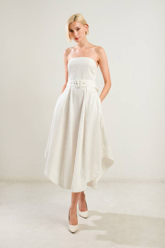 LIFE'S COMPASS WOVEN MIDI DRESS Flying Tomato