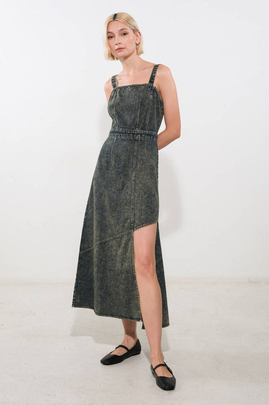EXOTIC BREEZE DENIM MIDI DRESS Flying Tomato