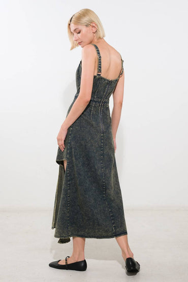 EXOTIC BREEZE DENIM MIDI DRESS