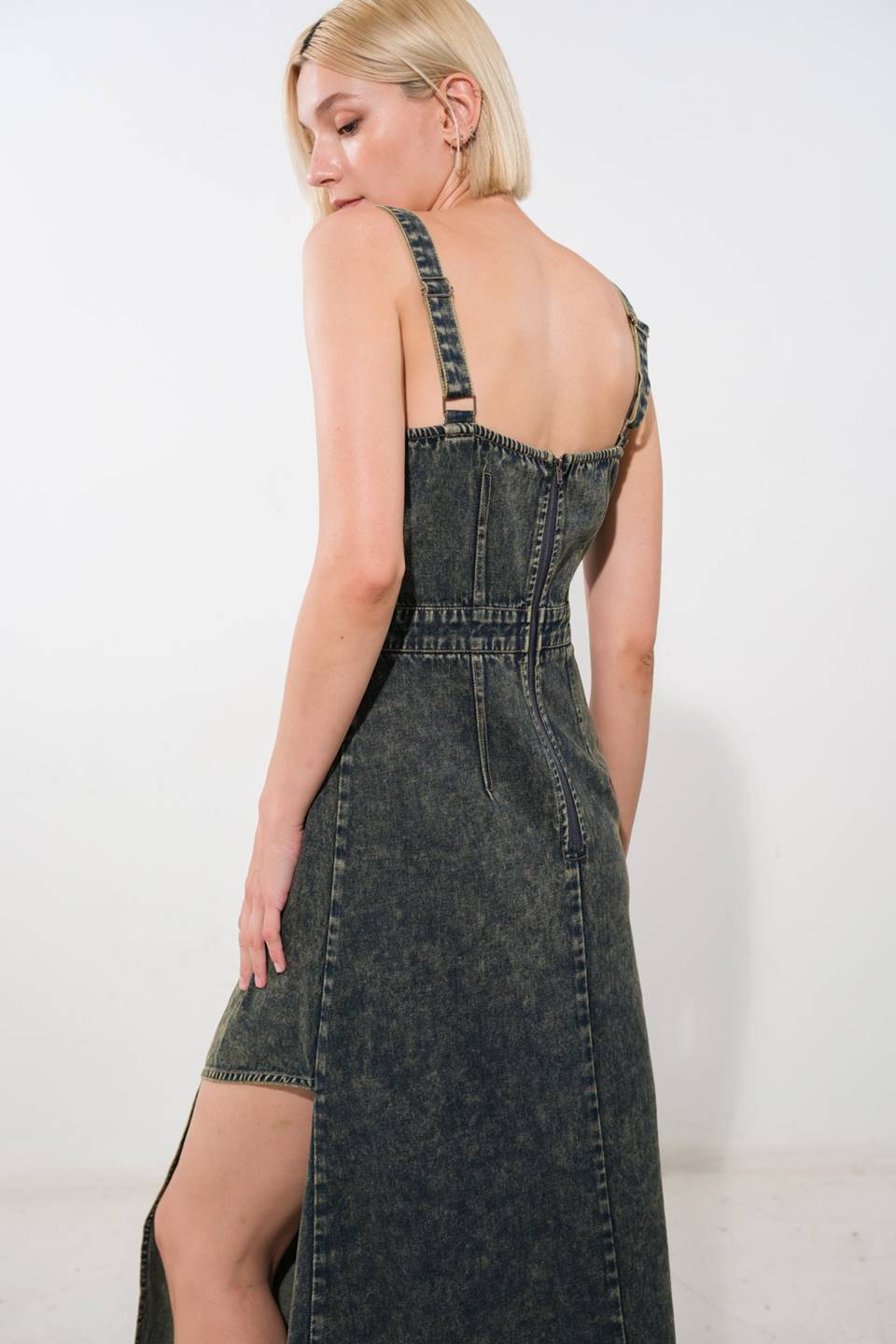 EXOTIC BREEZE DENIM MIDI DRESS