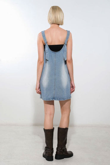 DENIM DIVA ADJUSTABLE STRAP MINI DRESS