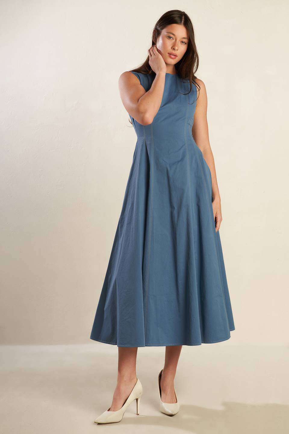 STAYING IN THE CITY WOVEN MIDI DRESS Flying Tomato
