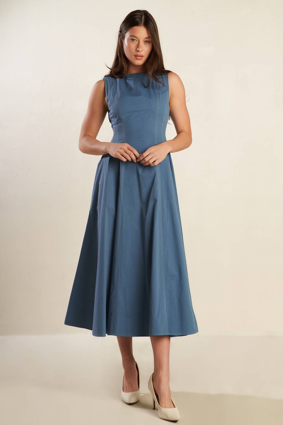STAYING IN THE CITY WOVEN MIDI DRESS Flying Tomato