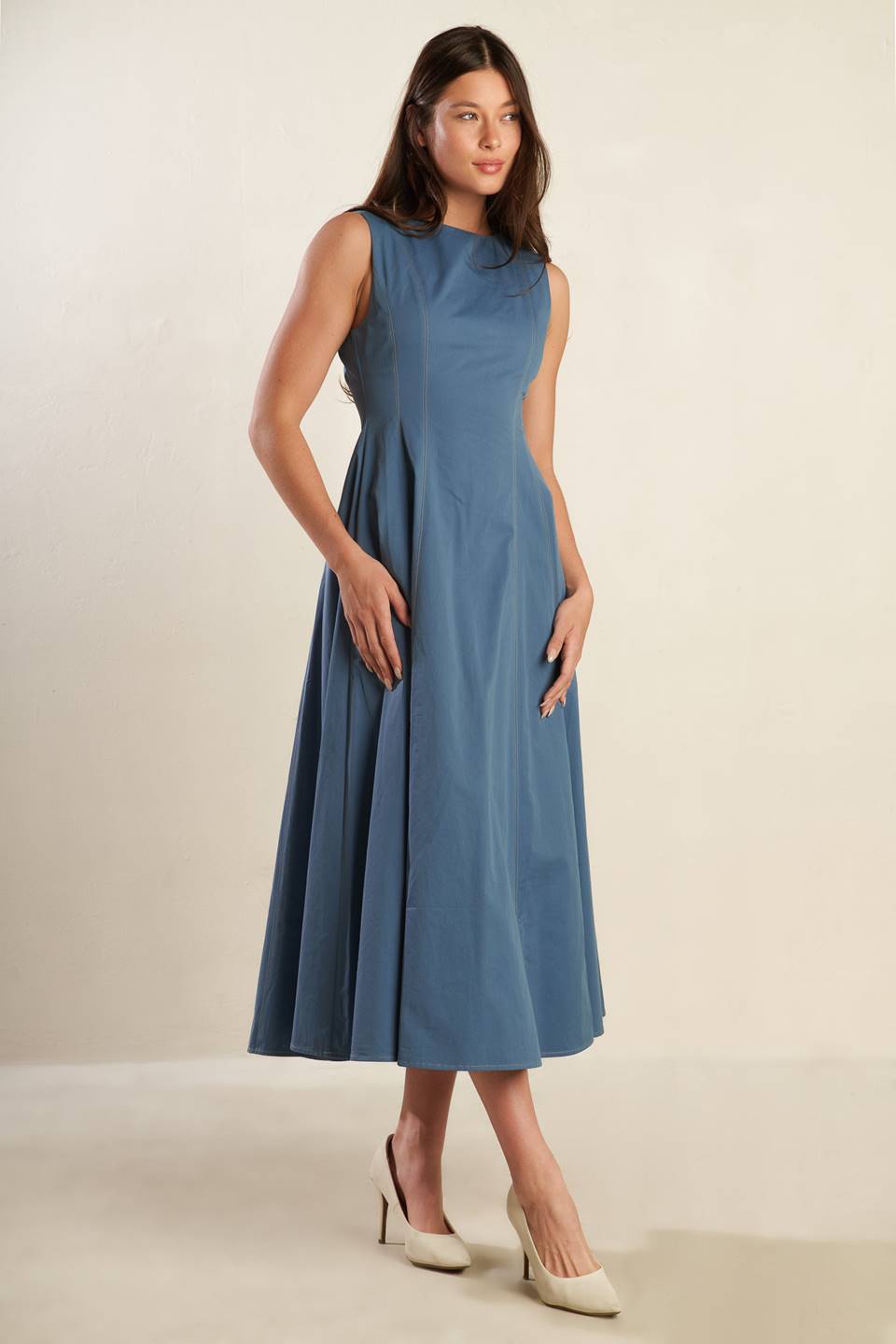 STAYING IN THE CITY WOVEN MIDI DRESS Flying Tomato