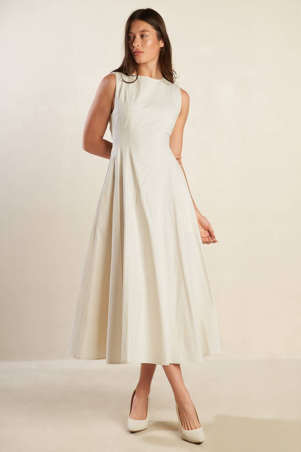 STAYING IN THE CITY WOVEN MIDI DRESS Flying Tomato