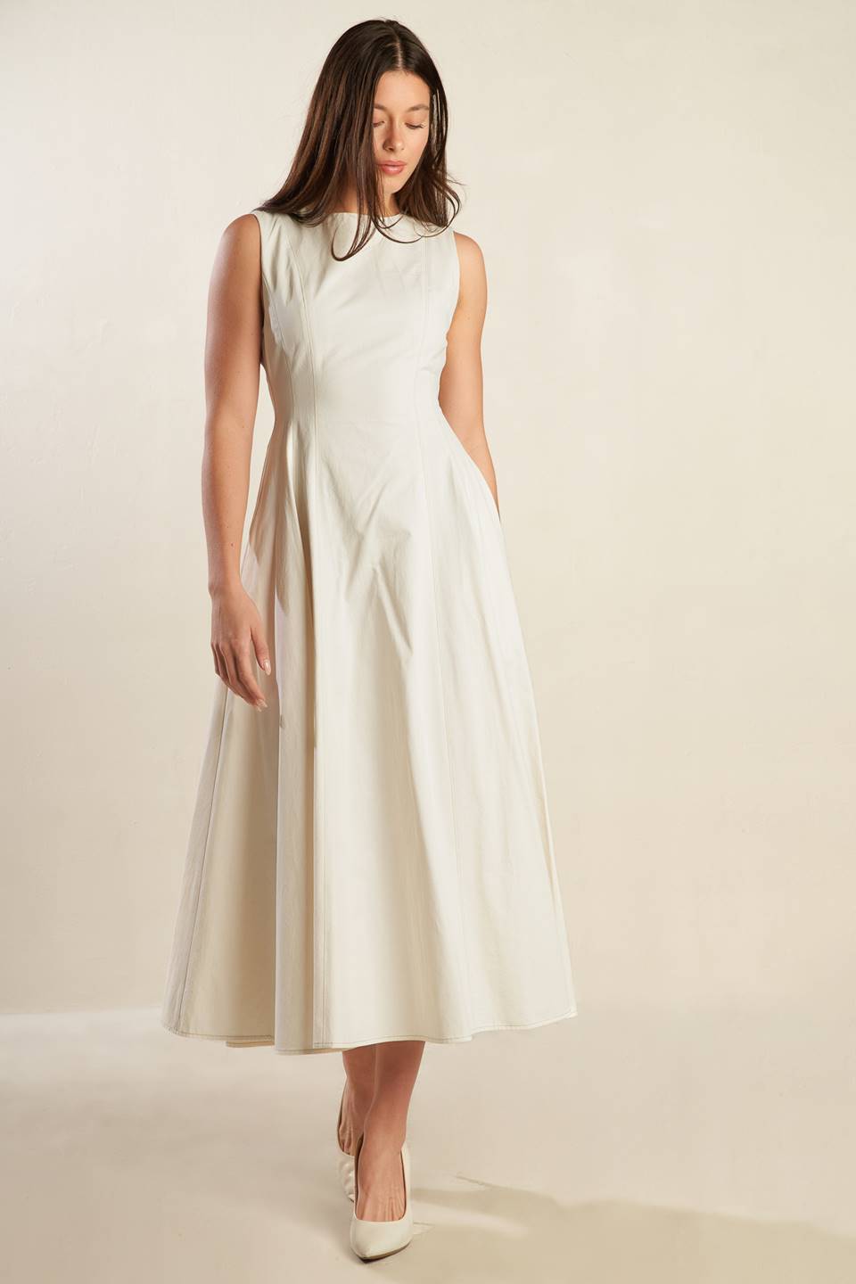 STAYING IN THE CITY WOVEN MIDI DRESS Flying Tomato
