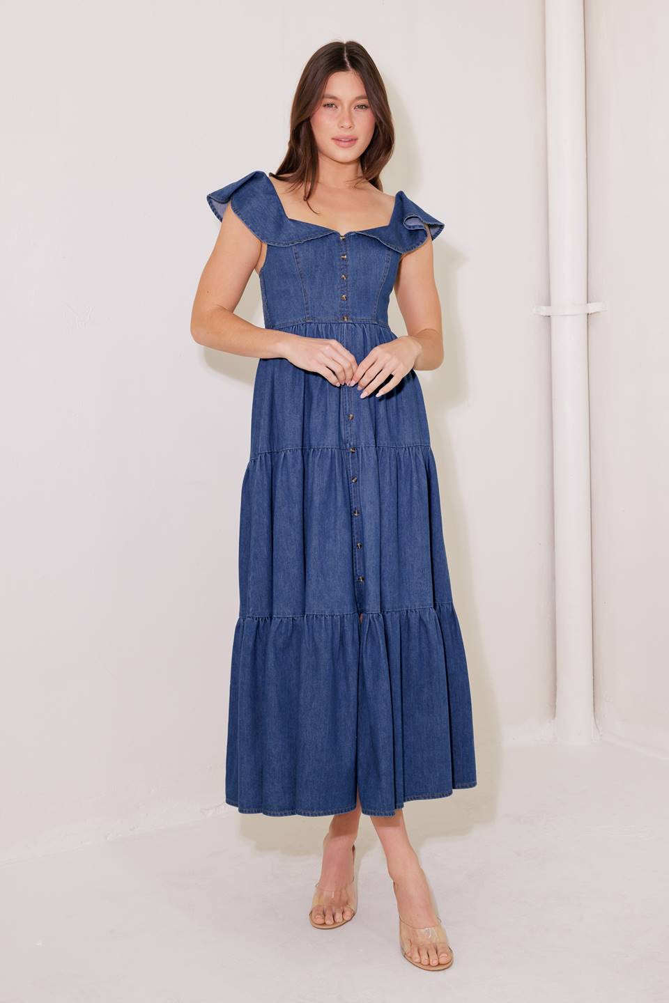 ONCE UPON A TIME DENIM BLUE MIDI DRESS Flying Tomato