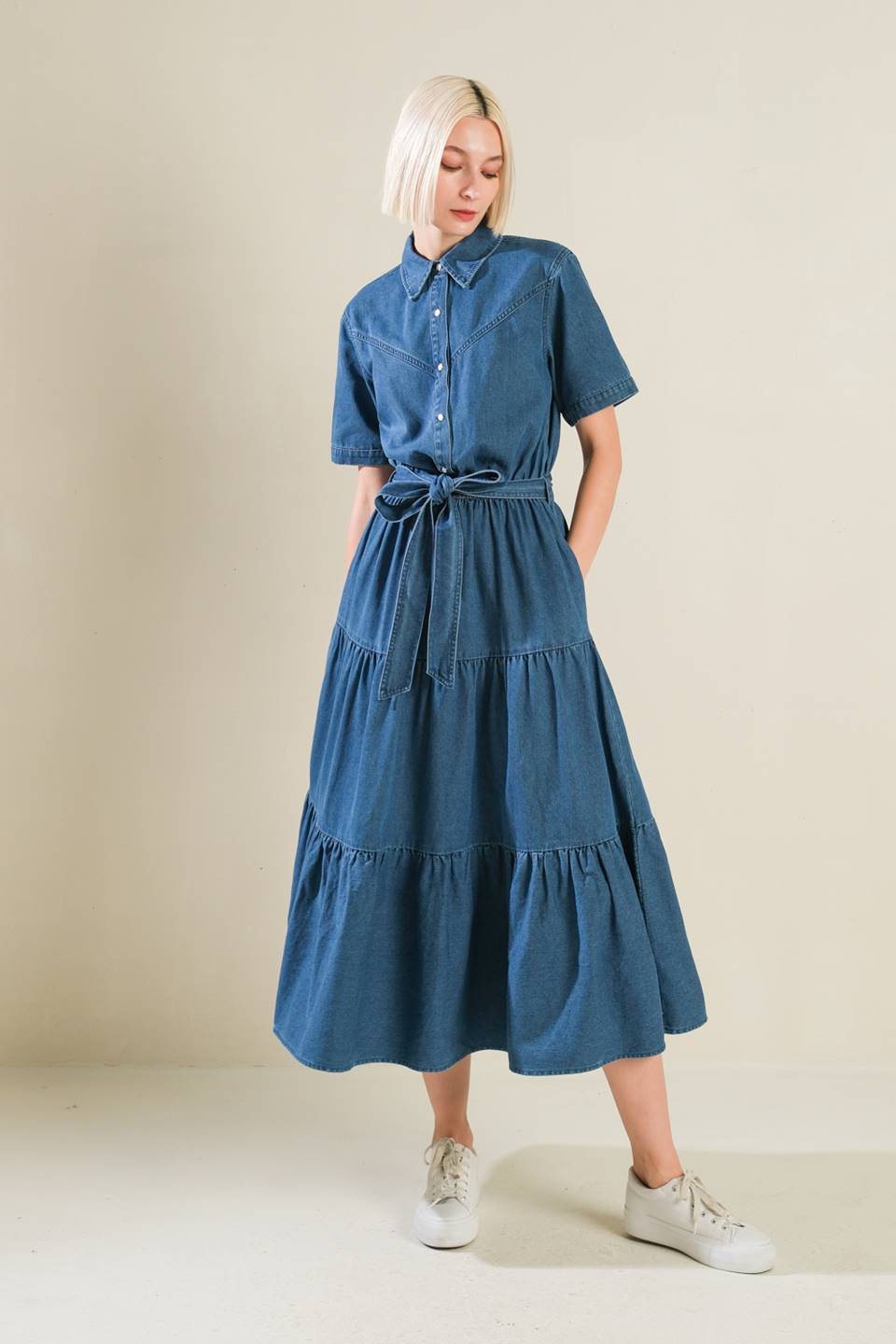 ABSOLUTE EDGE DENIM MIDI DRESS Flying Tomato