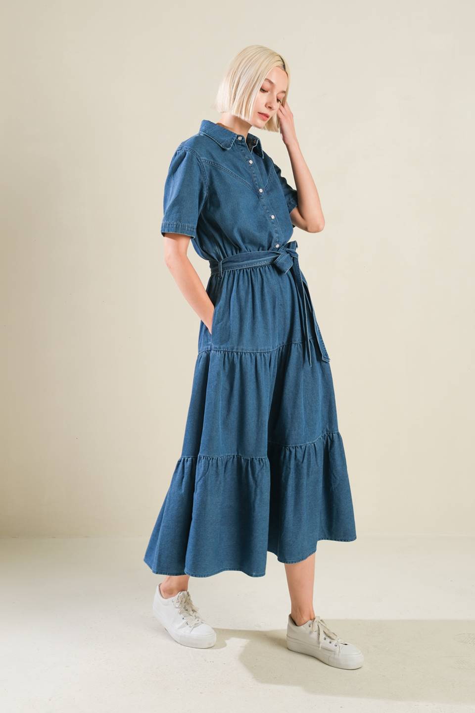 ABSOLUTE EDGE DENIM MIDI DRESS Flying Tomato