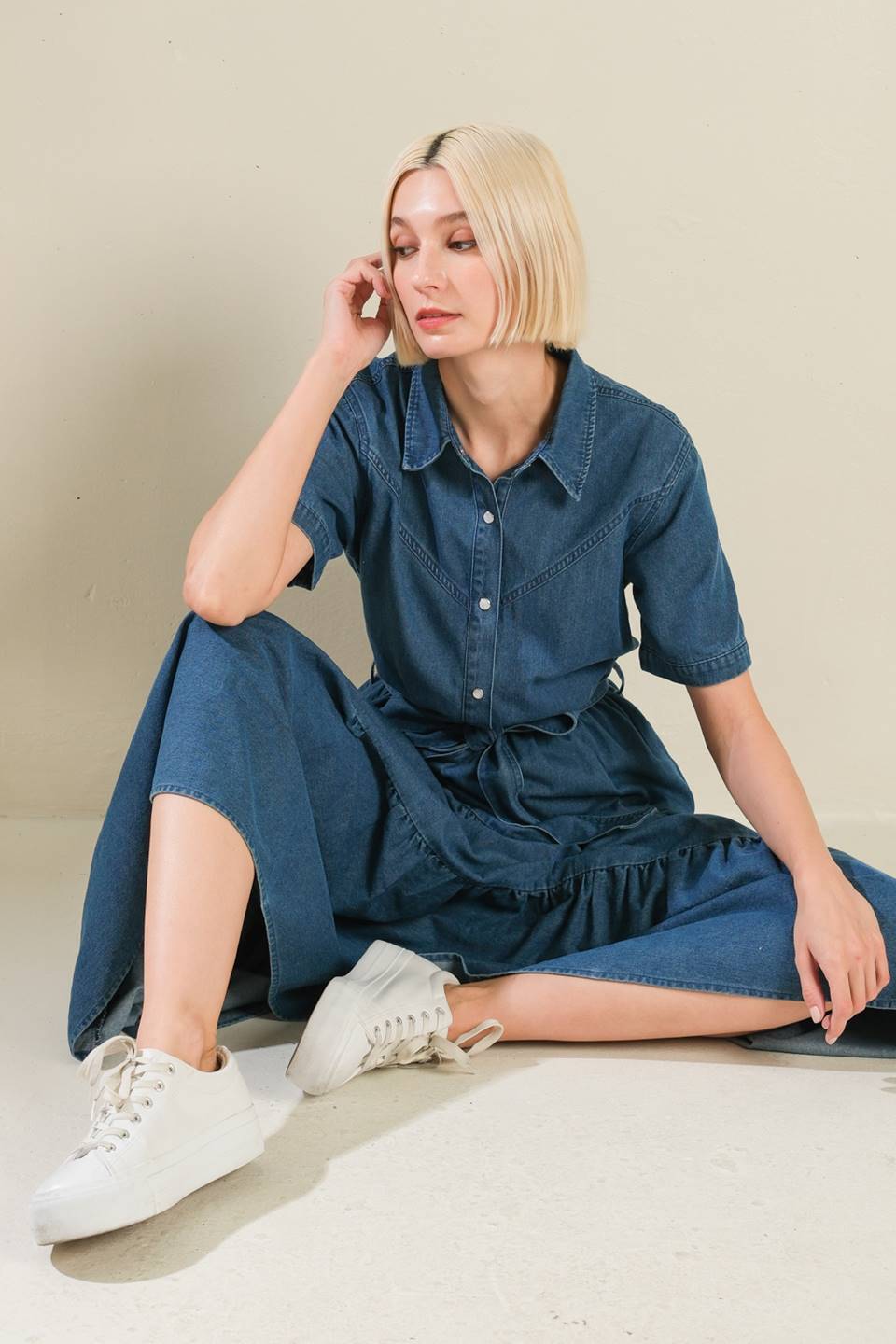 ABSOLUTE EDGE DENIM MIDI DRESS Flying Tomato