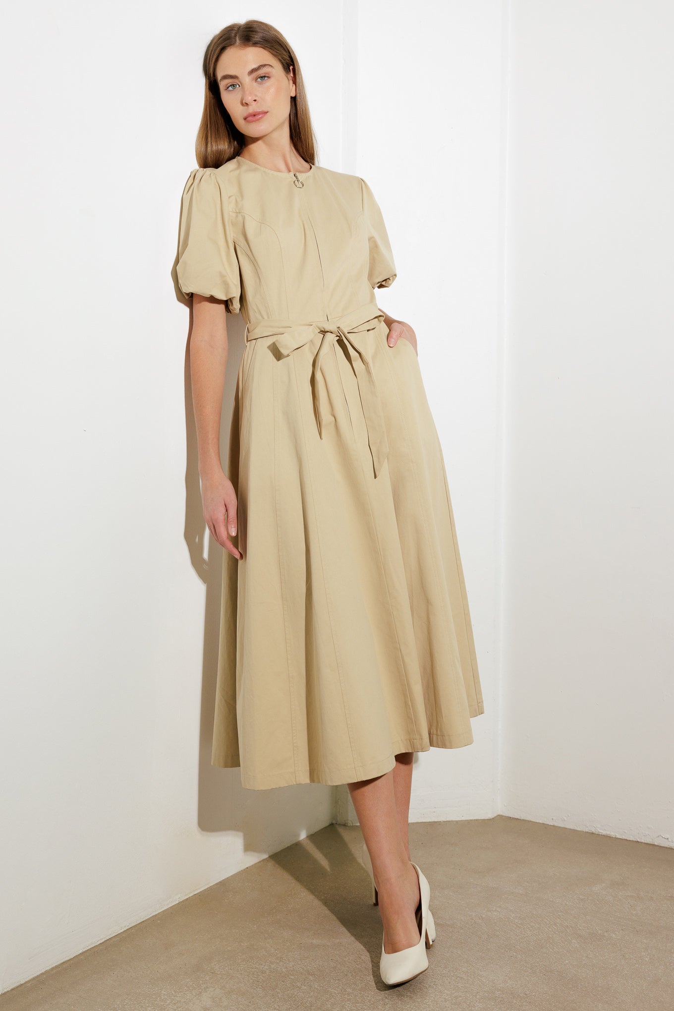 WHAT DO YOU MEAN WOVEN MIDI DRESS Flying Tomato