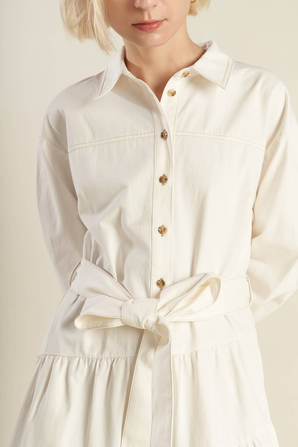 ANYTIME NOW WOVEN TWILL MIDI DRESS Flying Tomato