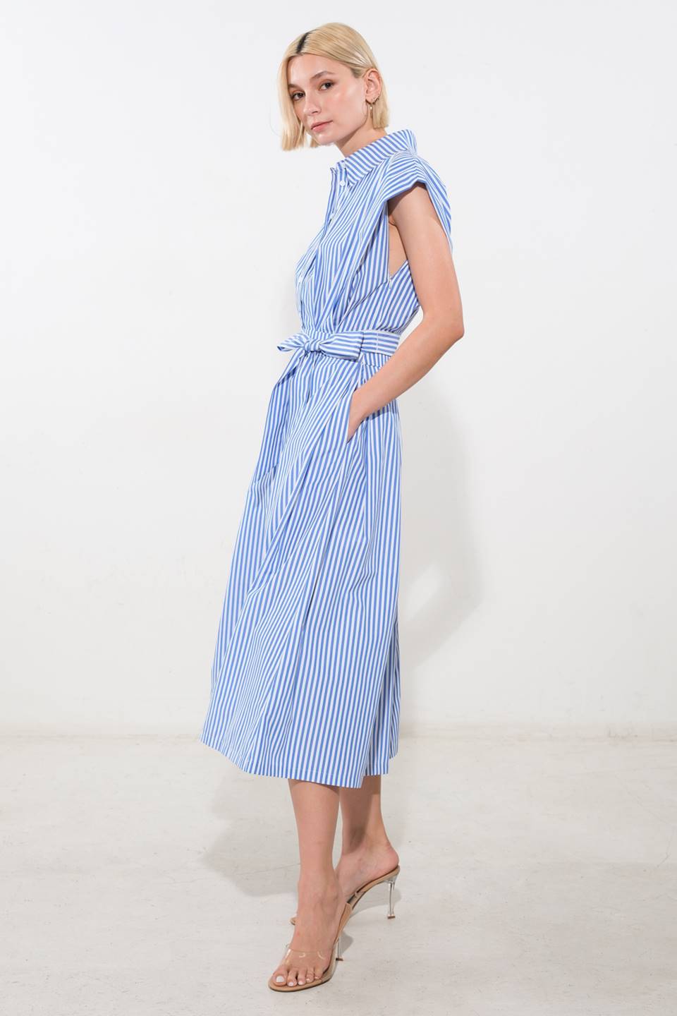 ALONG THE SHORELINE WOVEN MIDI DRESS