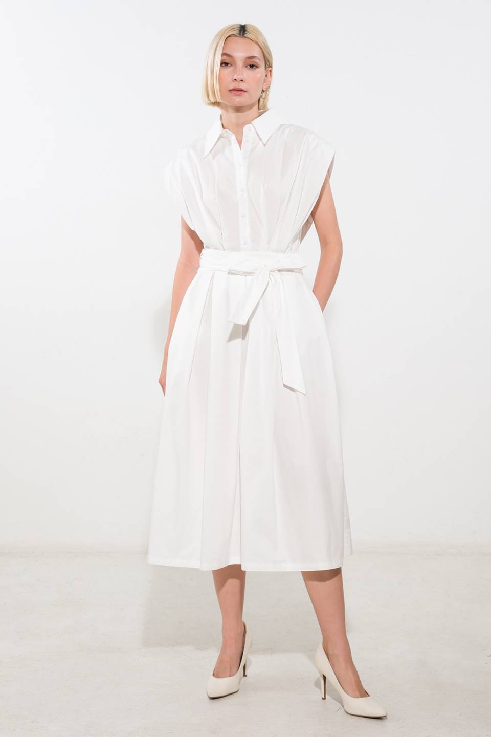 DEEPER CONNECTION WOVEN MIDI DRESS Flying Tomato
